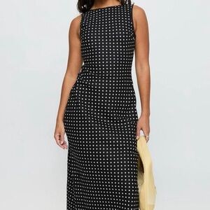Princess Polly NWOT
Voyager Linen Blend Midi Dress Black Polka.